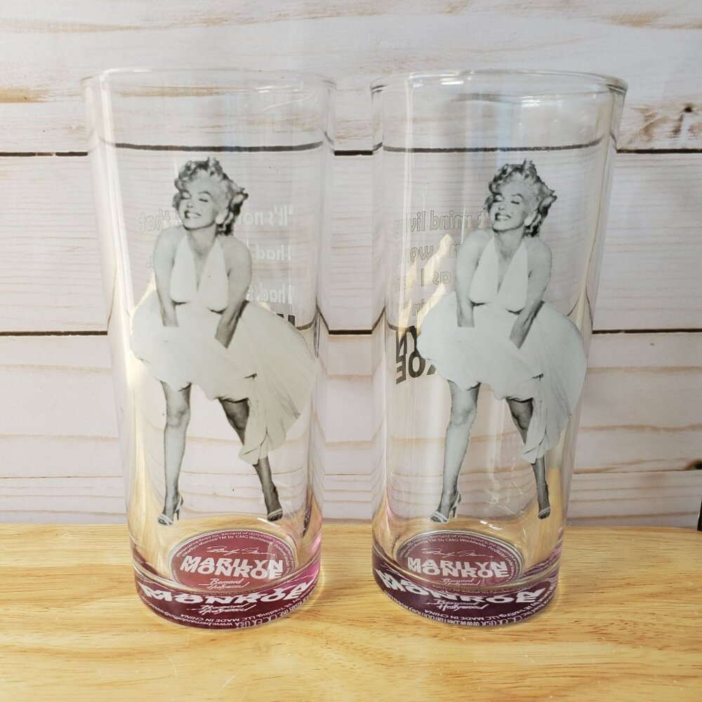 Marilyn Monroe Highball Glasses With Iconic Quotes Images Bernard Of Hollywood